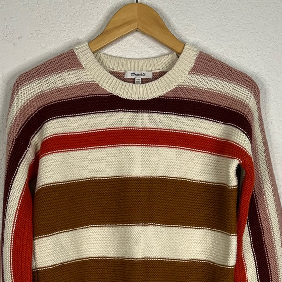 Madewell Valleyscape striped pullover cotton sweater Preppy Casual Fall Comfy - Picture 2 of 8